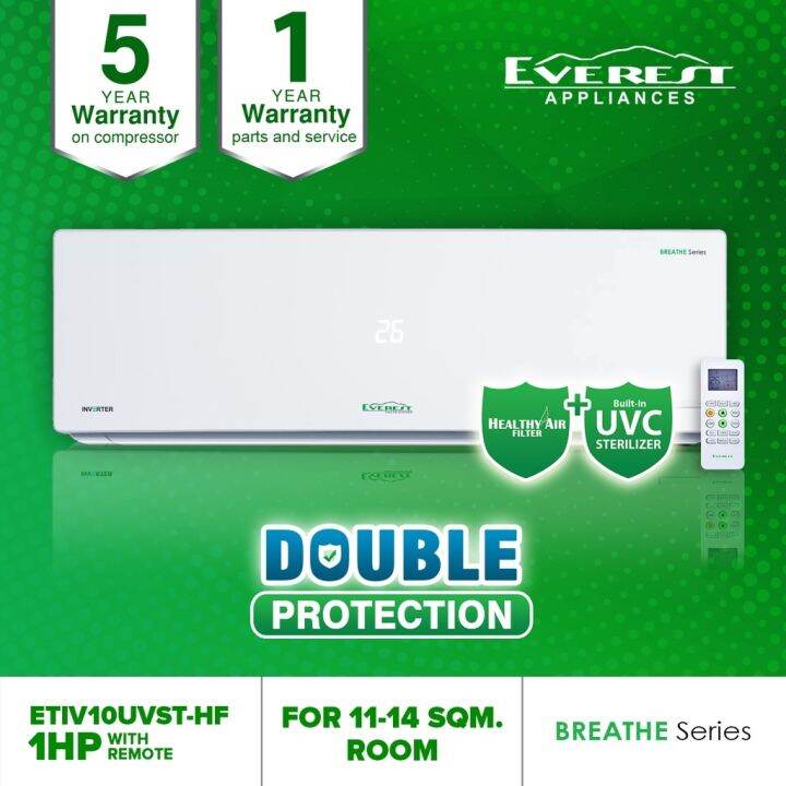 Everest Breathe Series Split Inverter Aircon with Remote Control 1.0 HP