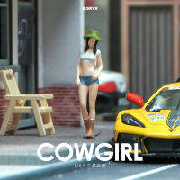 เรซิ่น Cowgirl หุ่นนางแบบ 1:64 จำลองมินิมินิ Props ตกแต่งมือ Handmade Sandplate จับคู่ฉาก