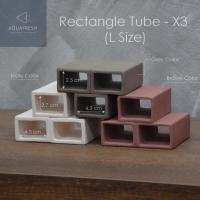 Rectangle Tube (L Size) - X3 ท่อเซรามิคสี่เหลี่ยมผืนผ้าขนาดใหญ่ ต่อติดกัน 3 ช่อง สำหรับตกแต่งตู้ปลา บ้านสัตว์เลี้ยง