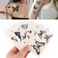 Waterproof Temporary Tattoo Stickers Butterfly Rose Kawaii Transfer Flash Tattoo Women Neck Hand Body Art Fake Tattoos Men