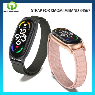 BassPal สายรัดข้อมือไนลอนอัลไพน์สำหรับวง Xiaomi Mi 8 7 6 5 4 3สายรัดข้อมือสำหรับ Mi Band 7 6 5สายรัดข้อมือ Miband 8