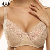 Xiushiren Womens Large Cup Lace Bra Underwired y Bralette Underwear See Through Brassiere Bh Top 34 36 38 40 42 44 D DD E Cup