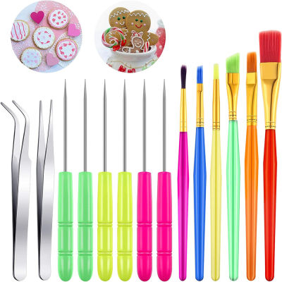 Cake Tool 14pcs Cake Decorating Tool Cookie Decoration Brushes Scriber Decorating Needle Sugar Stir Needle Elbow Decorating Supplies Tools 14pcs Cake Tool Cake Decorating Tool Cookie Decoration