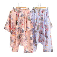 Cartoon Rabbit Women Japanese Traditional Kimono Set Spa Sauna Bathing Sleepwear Cotton Yukata Harajuku Tops Trousers Suit