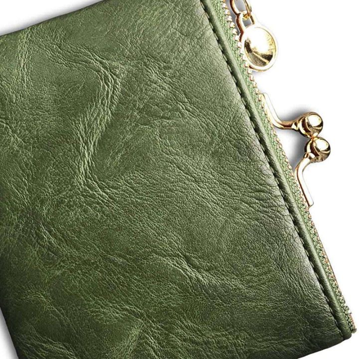 womens-wallet-short-bifold-retro-multifunction-coin-purse-with-zip-and-kiss-lock-green-pu-leather-female-short-purses