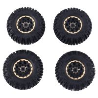 4Pcs 55X22Mm 1.0 Brass Wheel Rim Rubber Tire Parts Accessories for 1/18 1/24 RC Crawler Car Axial SCX24 AX24 FMS FCX24 TRX4M Upgrade Parts