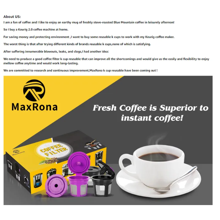  MaxRona Reusable K Cups for Keurig 2.0&1.0, 8 Packs Universal  Refillable K Cups Coffee Filter, BPA-FREE K Cup Reusable Fits Most Keurig K- Cup Brewers: Home & Kitchen