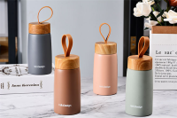 【CW】Portable 304 Stainless Steel Thermos bottle Wood Grain Insulated Coffee Mug Thermos Vacuum Flask Water Bottle For Home Outdoor