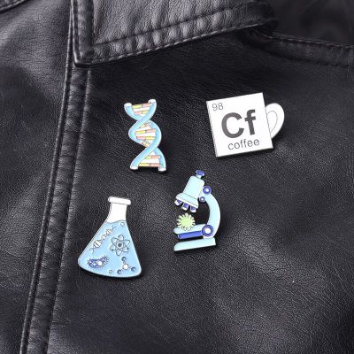 Microscope Chemical Molecular Brooch DNA Biological Experimental Tool Metal Pins Backpack Hat Badge Accessories Scientist Gift