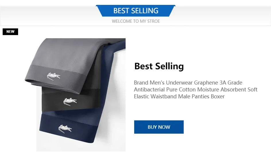 Brand Men's Underwear Graphene 3A Antibacterial Underpants Pure