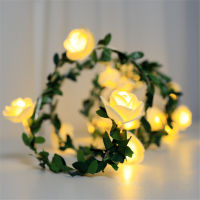 102040leds Fairy Lights String Rose Green Leaf Rattan LED Lamp for Christmas Party Garland Wedding Valentines Day DIY Decor