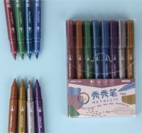 ปากกามาร์คเกอร์ Metallic  หัวกระสุน หัว 1.8 mm. สีเมทัลลิค เขียนบนกระดาษดำได้ Metallic Pen ตกแต่ง CSH761 1กล่องมี8สี