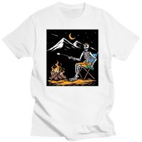 Chilling Skull Camp Campfire Humor T Shirt Men Graphic Print Original Design Top Quality 100% Cotton Tshirt XS-6XL
