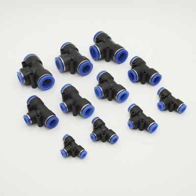 ◇✸┅ PE Air Connectors 4mm 6mm 8mm 10 12MM Pneumatic Fitting Quick Connect Slip Lock Tee 3Way Plastic Pipe Water Hose Tube Connector