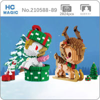 LP Merry Christmas Gift Horse Deer Sleigh Stocking Animal Pet Model Mini Diamond Blocks Bricks Building Toy for Children no Box