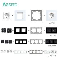 BSEED Glass Frame Panel Single Double Frames Wall Socket Part Triple Four Frames DIY Part with Metal Frames USB TYPE-C Socket