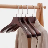 Cloth hangers for luxury antique coat suit sweater jacket storage closet custom logo wide shoulder wooden hangers for clothes Clothes Hangers Pegs