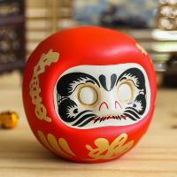 B 4 Inch Japanese Ceramic Daruma Doll Lucky Cat Fortune Ornament Money Box Office Tabletop Feng Shui Craft Home Decoration Gifts