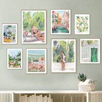 ทิวทัศน์นามธรรมที่สวยงาม Tropic Girl Pear Fruit Venice Wall Art ภาพวาดผ้าใบ Boho โปสเตอร์และพิมพ์สำหรับตกแต่งห้องนั่งเล่น-คุณภาพสูงรูปภาพ