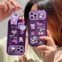 Sanrio Kuromi With 3D Doll Ornaments Pendant Makeup Mirror Phone Cases For iPhone 14 13 12 11 Pro Max XR XS MAX 8 X 7 Back Cover