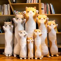 【CW】Kawaii Plushies Long Cat Pillow Soft Sleeping Cushion Cute Pillows Stuffed Animal Dolls Toy Children Girls Valentines