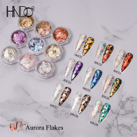 HNDO ใหม่ 25 สี Aurora โอปอล Flakes Nail Art Powder สีสัน Glitter Iridescent สำหรับเล็บไม่สม่ำเสมอ Flake Design WK Series-UHG MALL