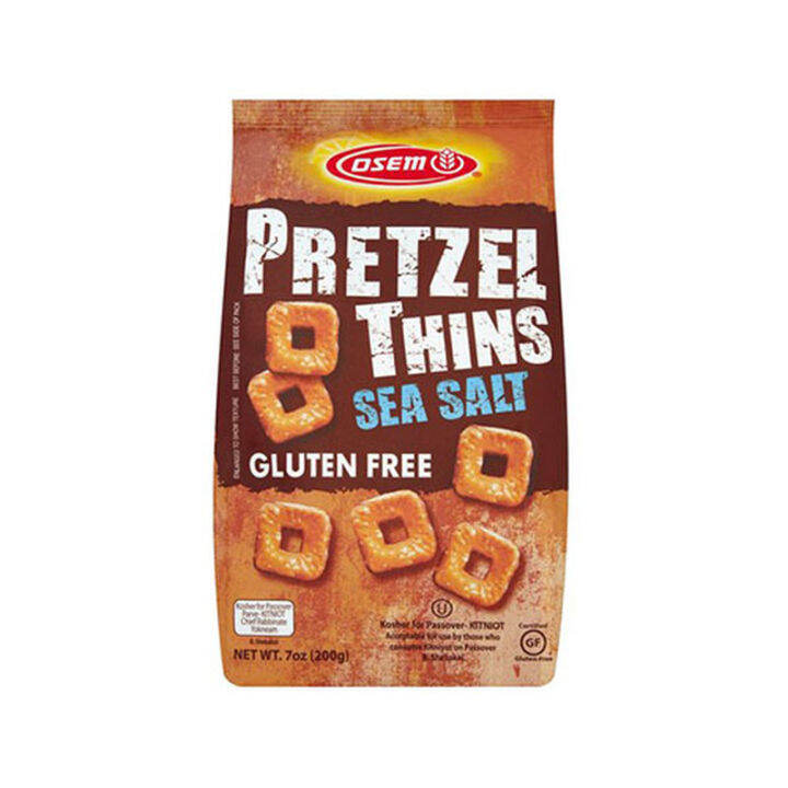 Gluten Free Pretzel Thins Sea Salt (Passover) Osem 200 gr กลูเตนฟรีเพรทเซลทินส์เกลือทะเล