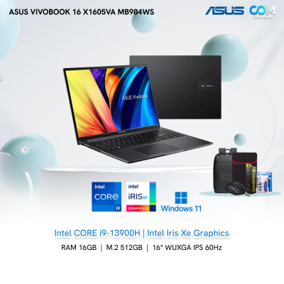 NOTEBOOK (โน้ตบุ๊ค) ASUS VIVOBOOK 16 X1605VA-MB984WS (INDIE BLACK) BY COMCOM