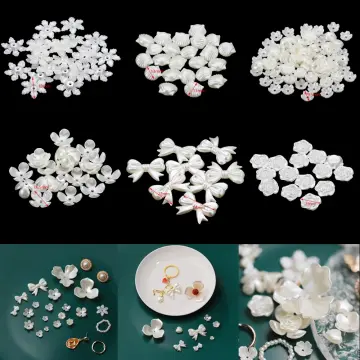 100pcs Peach Resin Flower Pearls Half Round Flatback Pearl Sewing