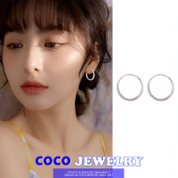 COCOJEWELRY เสื้อต่างหูห่วงกลมลายลมหายใจของเด็กทารกผ้าฝ้าสไตล์เกาหลีสำหรับผู้หญิงผู้ชายต่างหูเงินทรงยาว S925หรูหราน้ำหนักเบา