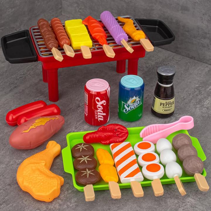 ของเล่นทำอาหารในครัวจำลองสำหรับเด็กเล่นแบบเลียนแบบชุดบาร์บีคิวของเล่นบาร์บีคิว-c8l5