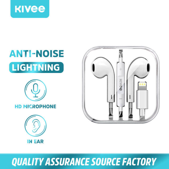 KIVEE Wired Earphones Lightning Connector Bluetooth Headsets BuiltMic