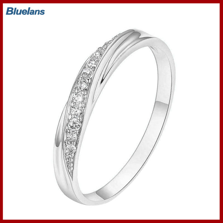 Bluelans®ของขวัญแหวนเครื่องประดับนิ้วมือการหมั้นการแต่งงานผู้หญิงเลี่ยมเซอร์โคเนียลูกบาศก์ทรงกลม