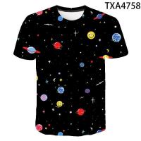 เด็กเสื้อยืดผู้ชายผู้หญิง3D พิมพ์เสื้อยืด Cool Sky Stars Boy GIRLS แฟชั่น streetwear Universal Tops Planet Space Galaxy 3D Tees