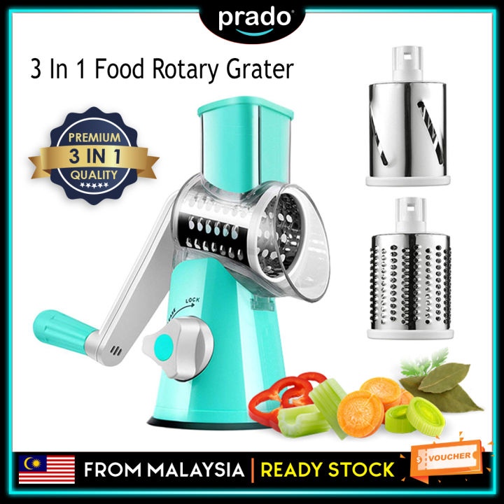 PRADO Malaysia 3 Sharp Drums Food Blades Rotary Grater Shredder Meat  Chopper Round Tumbling Box Grinder