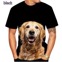 2023 GOLD Retriever แฟชั่นลำลองสำหรับบุรุษเสื้อยืดสุนัขน่ารักฤดูร้อนเสื้อยืด3D แขนสั้นแฟชั่นพิมพ์เสื้อยืด