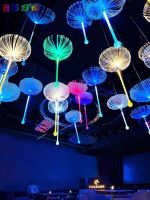 Customized LED Colorful Fiber Optic Jellyfish Light Bar Wedding Atmosphere Decoration Outdoor Waterproof Dandelion Chandelier 【SEP】