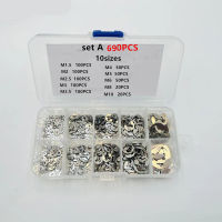 690/1000pcs Assortment Kit Set Box M1.2 to M15 304 สแตนเลสภายนอกยึดแหวน E Clip Snap Circlip Washer สำหรับ Shaft-GONGXI