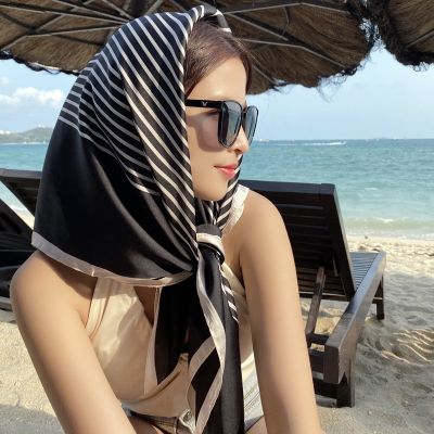 ┋ 90x90cm women luxury scarf quality shawl silk fashion scarf headscarf beach sunscreen bag headscarf scarf foulard Muslim hijab