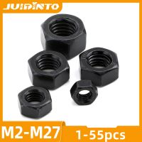 JUIDINTO 1-55pcs Black Hex Nuts M2 M2.5 M3 M4 M5 M6 8 M10 M12 M14 M16 M18 M20 M22 M24 M27 Carbon Steel Metric Hexagon Nuts Nails Screws Fasteners