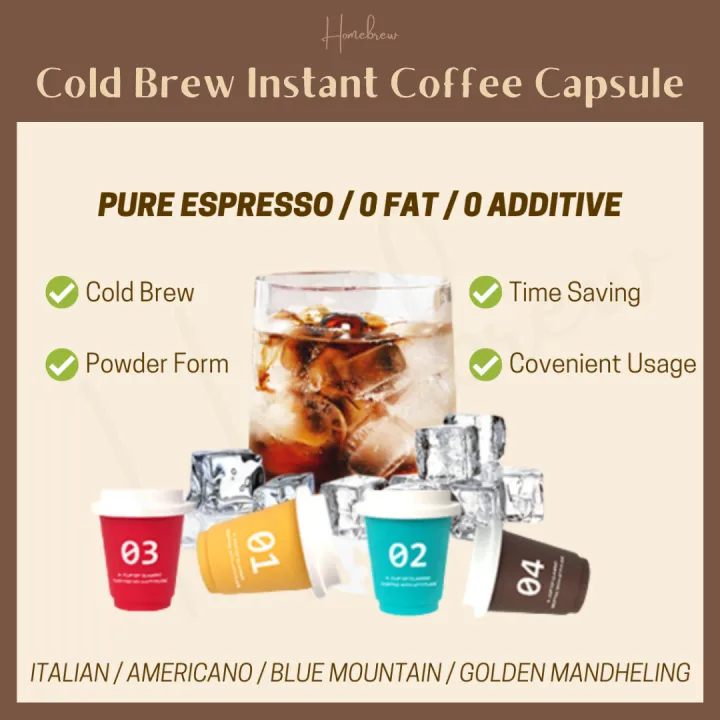 Homebrew Cold Brew Instant Coffee Capsule No Sugar Americano Italian
