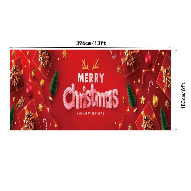 Garage Door Banner Christmas Decorations Red Merry Christmas Background  Wall Decoration Windproof Photo Booth Background Red Yard Sign for Holiday  Winter New Year Party Supplies welcoming 