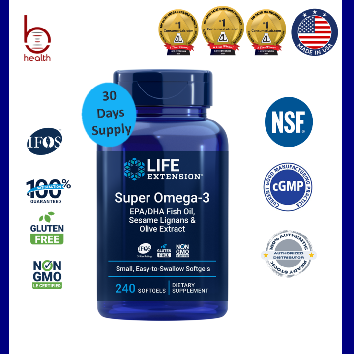 [Life Extension] Super Omega 3 EPA/DHA Fish Oil, Sesame Lignans & Olive