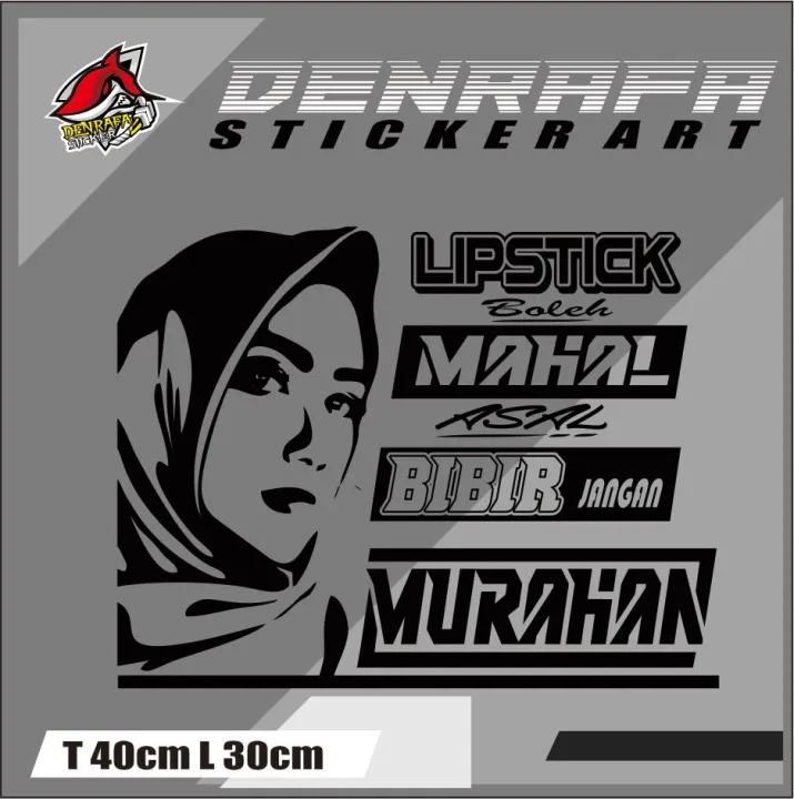 STIKER CUTTING CEWEK HIJAB KACA TRUK / STICKER KATA KATA TRUK GAMBAR