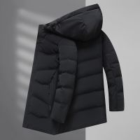 [COD] fat plus size down jacket mens winter new mid-length hooded windproof warm tops