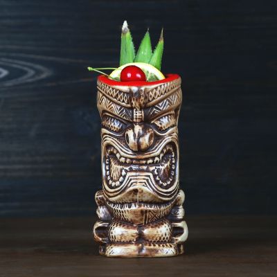【High-end cups】400มิลลิลิตร Tiki แก้วค๊อกเทลถ้วยเบียร์แก้วไวน์เซรามิก Tiki แก้วศิลปะงานฝีมือสร้างสรรค์แก้วฮาวาย
