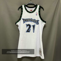 【Mitchell&amp;Ness】Mens New Original Timberwolves #21 Kevin Garnett Vintage Jersey High Density Embroidery White