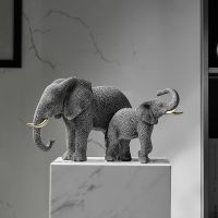 Elephant Statue European Style Creative Balck Elephant Abstract Sculpture Desktop Crafts Ornament Home Decoration Figurines Gift