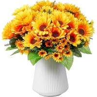 Artificial Sunflowers Bouquet Fake Silk Flowers Fake Sunflowers For Home Wedding Parry Decoration Office Table Decora Garden Outdoor Decora