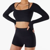 2023 New Womens Seamless Yoga Set with Open Umbilium Top  Sports Bra Leggings  Fitness Set  Fitness Set  Exercise 2-Piece Set  Sportswear and Sportswear